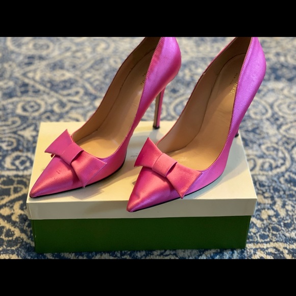 Sold - Kate Spade Pink Satin Bow Pump Sz 10 - Picture 2 of 9